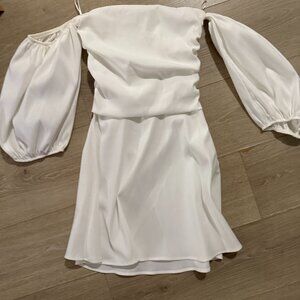 Zara White Mini Bubble Sleeve Dress